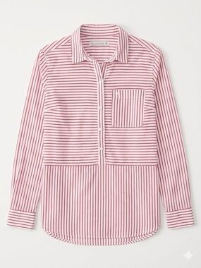 Abercrombie & Fitch Pink Stripe Button Down Shirt Preppy Womens
